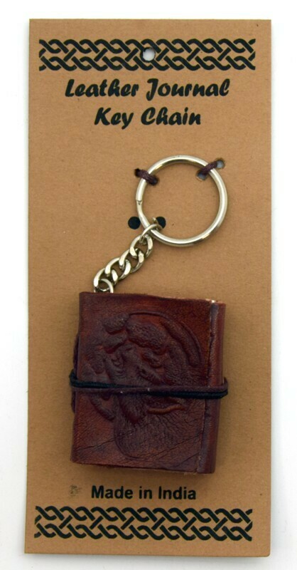 Wolf/Moon Leather Embossed Journal Keychain Wolf/Moon Leather Embossed Journal Keychain