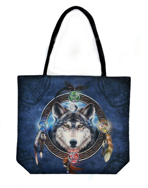 Techno Jute Celtic Wolf Guide Tote Bag Techno Jute Celtic Wolf Guide Tote Bag