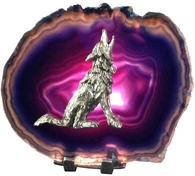 Pewter on Agate - Wolf