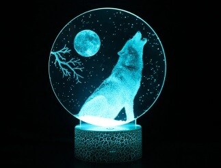 Wolf & Moon USB LED Night Light