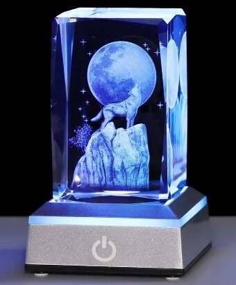 3D Laser Crystal Wolf Night Light 3D Laser Crystal Wolf Night Light