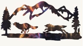 Running Wolves Metal Art