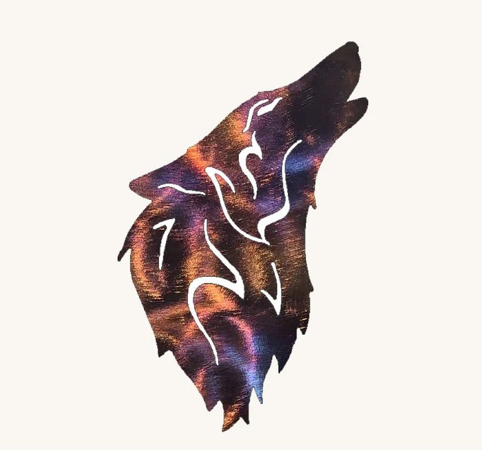 Wolf Head Howling Metal Art