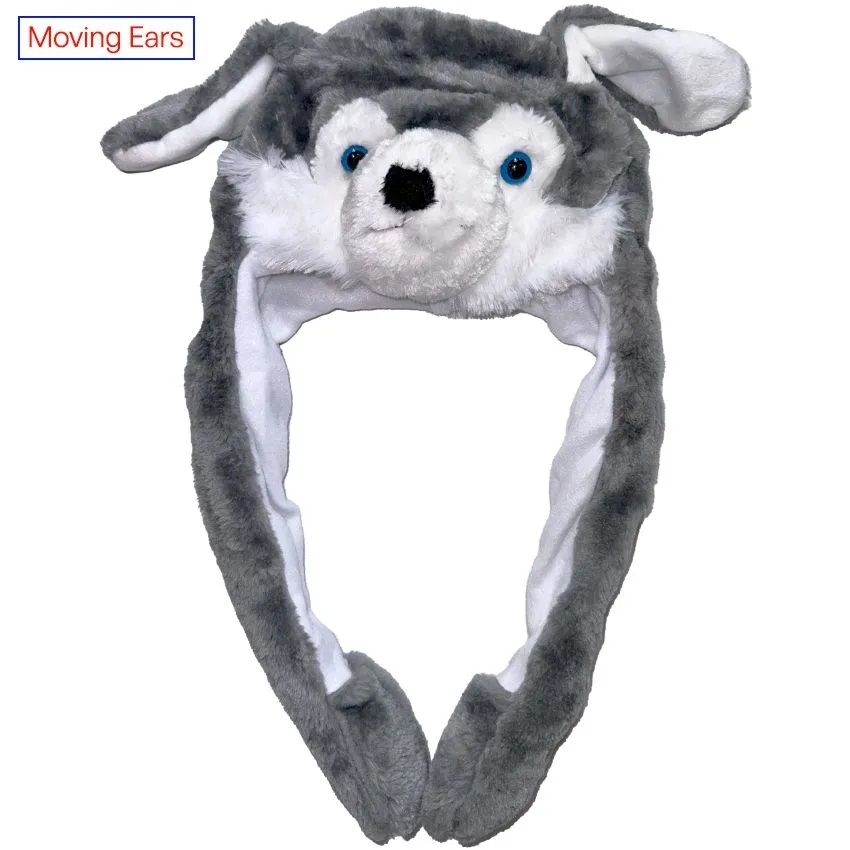 Plush Wolf Hat with Moving Ears