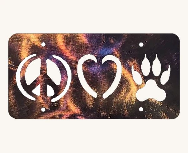 Peace, Love and Wolf Paw Metal Art
