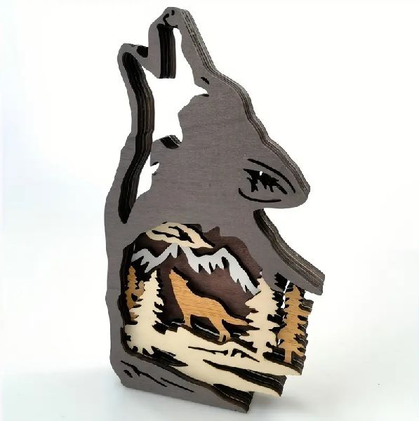 Wooden Wolf Totem Ornament