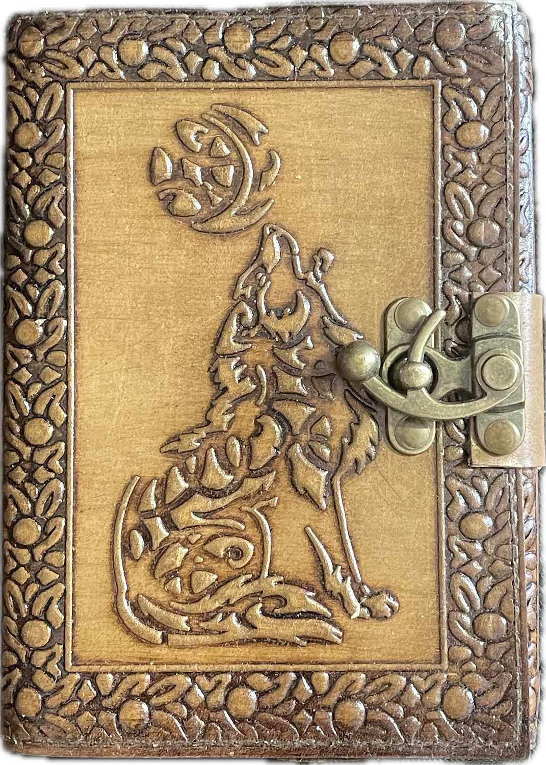 Celtic Wolf & Moon Leather Journal