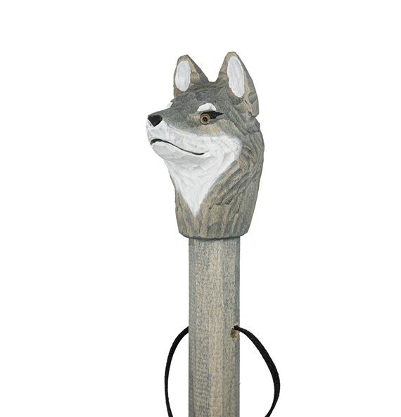 Handcarved Wolf Head Walking Stick