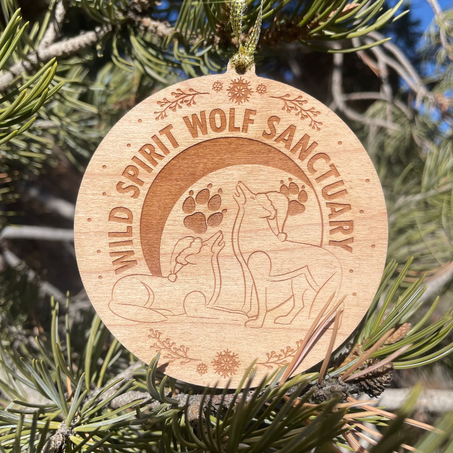 Wild Spirit Logo Christmas Ornament Wild Spirit Logo Christmas Ornament, Choose Color:: Natural Wood