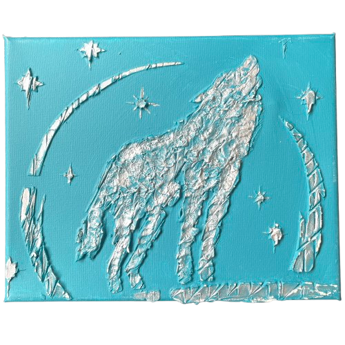 Textured Celestial Wolf Painting Textured Celestial Wolf Painting