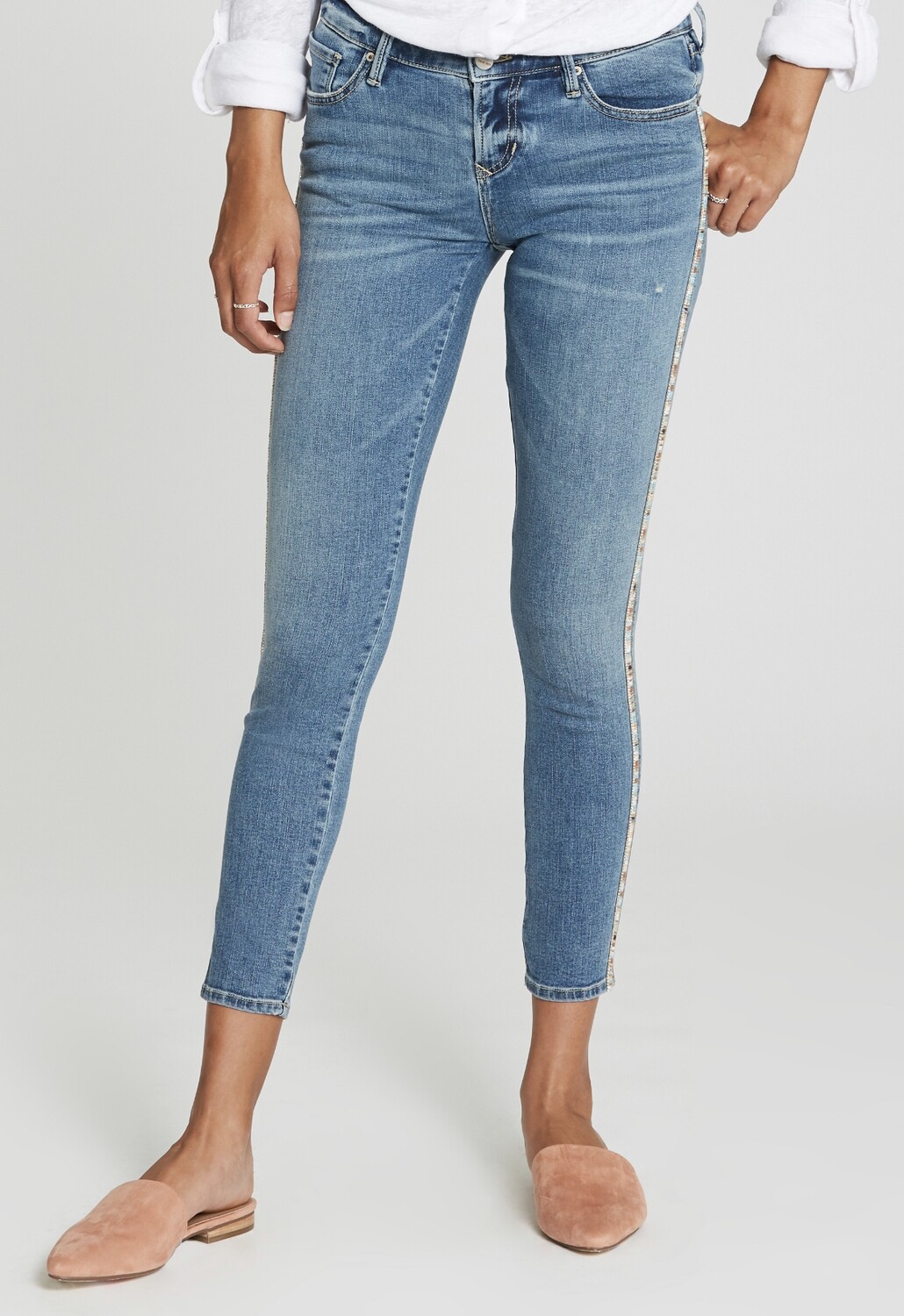 Jeans-Dear John Joyrich jeans with a fancy turquoise multi trim.