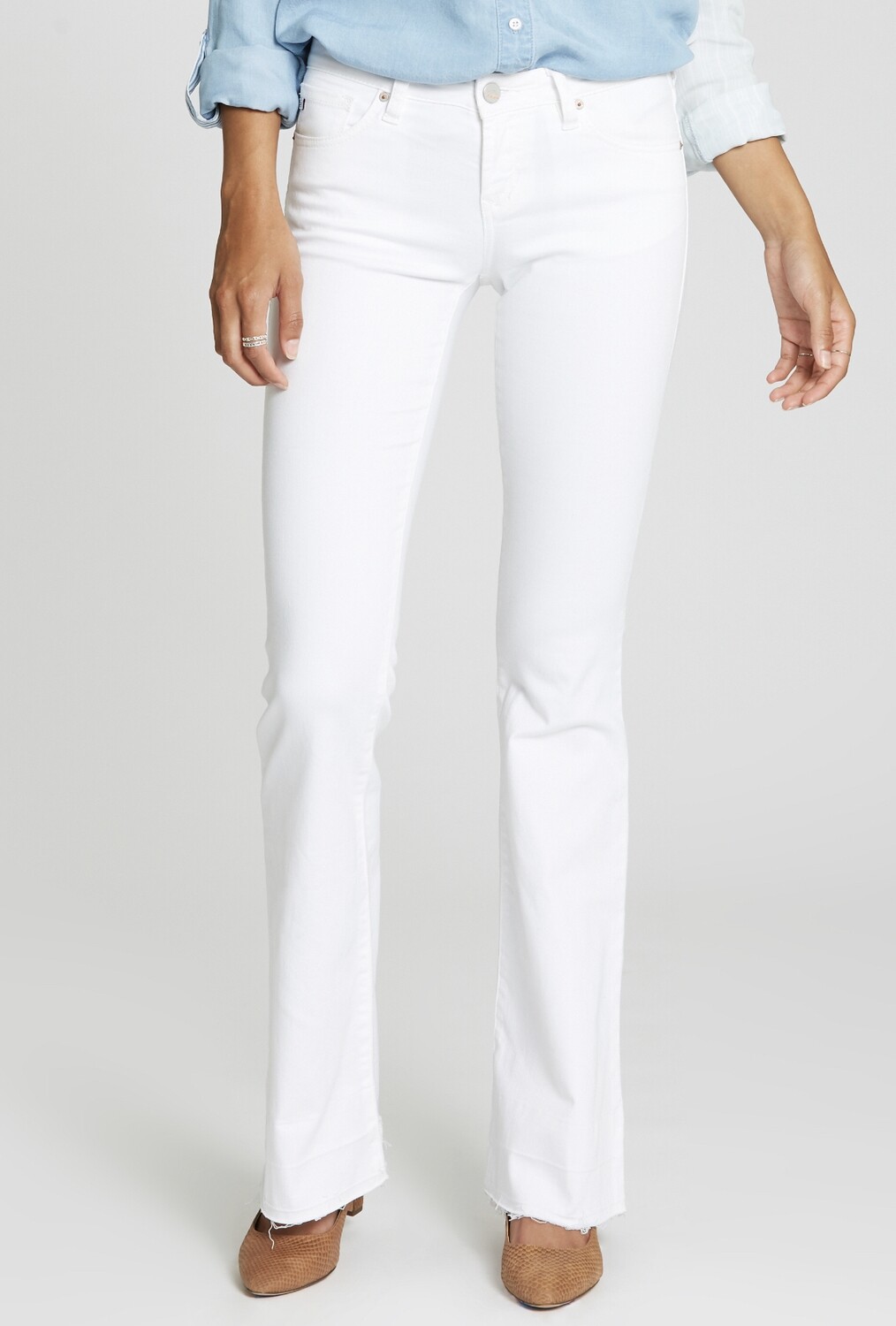 Jeans-Dear John Rosie white flare mid rise released hem