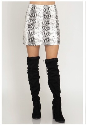 Skirt-Snakeskin skirt in grey and white