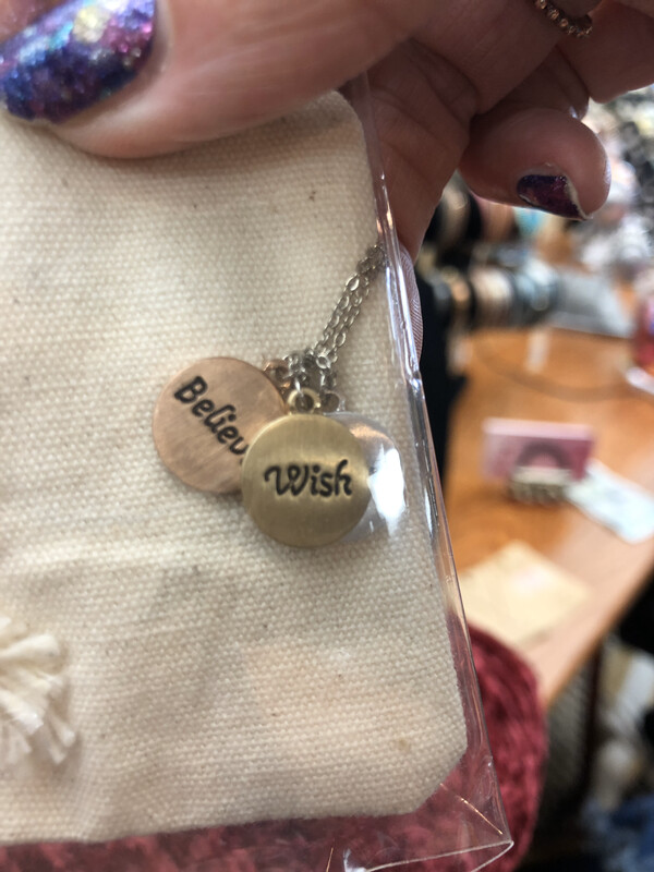 Necklaces (8) With Words And Burlap Sack
