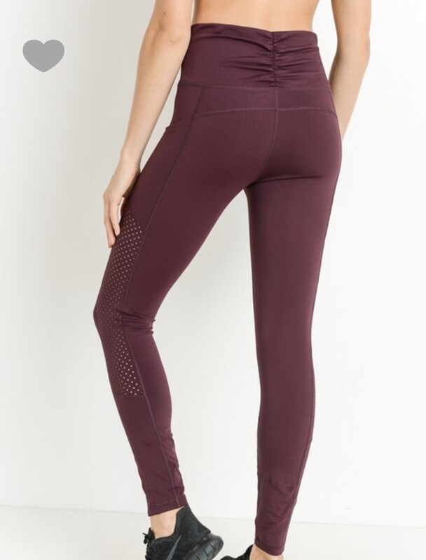 Leggings-Maroon with pockets
