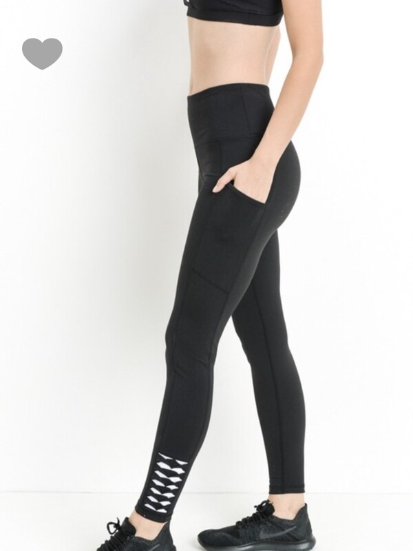 Leggings-Black and Turquoise with pockets
