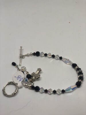 Bracelet. Crystal (Swarovski), aurora borealis and black