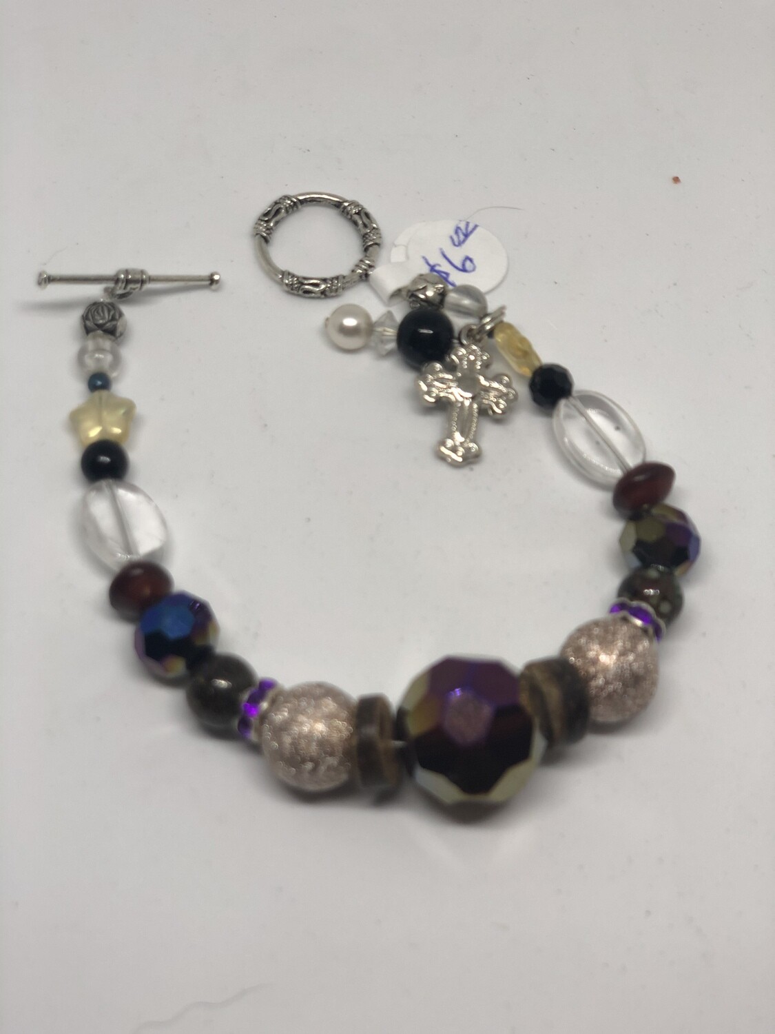 Bracelet-Dark purple and crystal