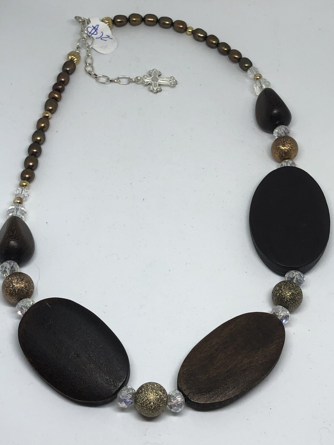 Necklace, Brown wooden beads