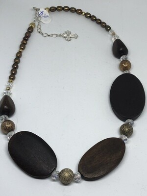 Necklace, Brown wooden beads