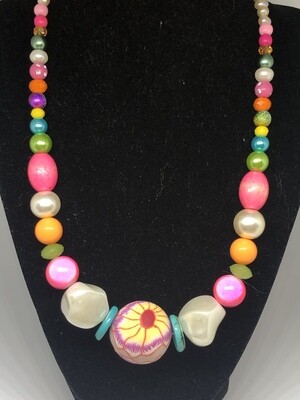 Necklaces (2)-Bright colored flower handmade beaded necklace