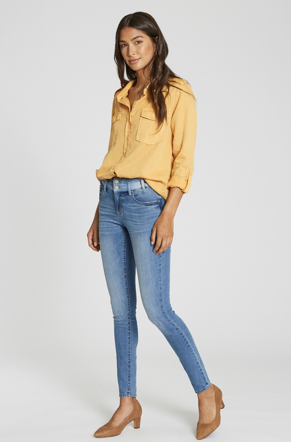 Jeans-Dear John Skinny High rise jeans. Two Tone Double Waistband Denim