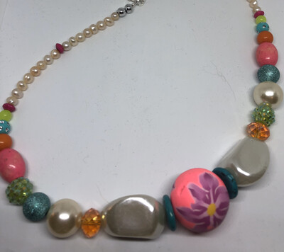 Necklaces (2)-Bright colored flower handmade beaded necklace