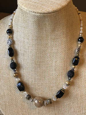 Necklaces-(2) Gold And Copper And Gold And Black handmade beaded necklace