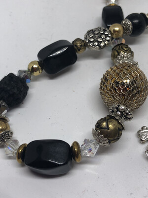 Necklaces-(2) Gold And Copper And Gold And Black handmade beaded necklace