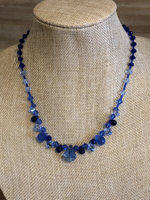 Necklaces-(3) Crystal Necklaces handmade beaded necklace In Red, Blue And Crystal