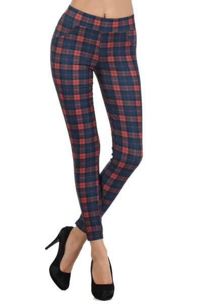 Leggings, Plaid Red/blue And Green/navy
