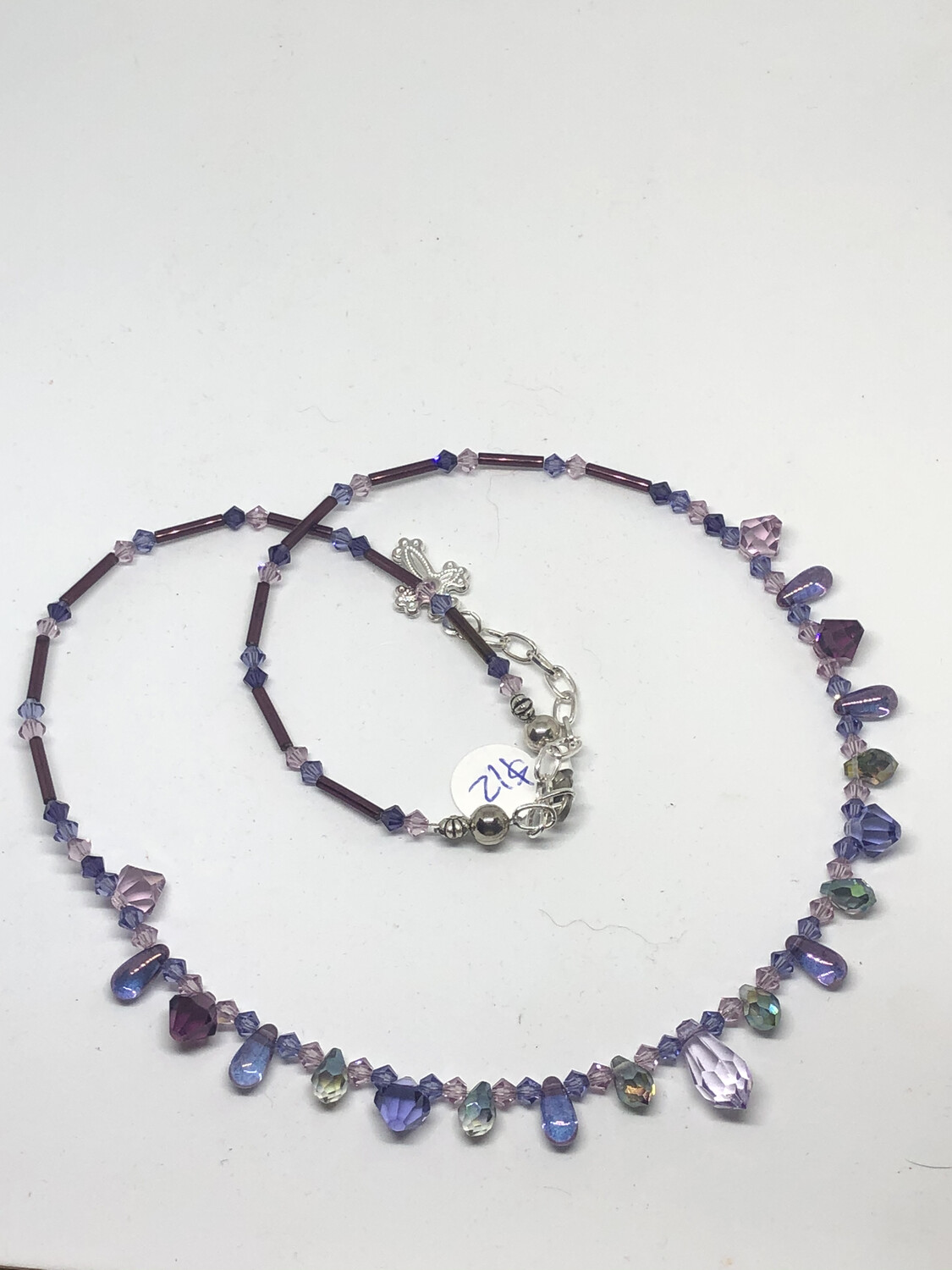 Necklaces (4)-Crystal Necklaces In Aurora  Borealis Crystal, Lime, Black, And Purple