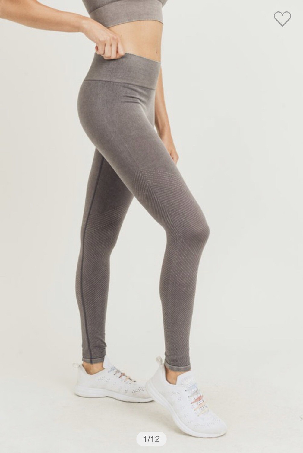 Leggings-Mineral Washed Mocha With Slanted Seem less Ribbing