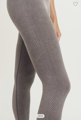 Leggings-Mineral Washed Mocha With Slanted Seem less Ribbing