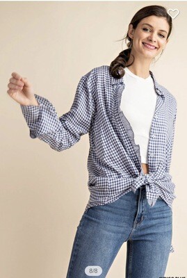 Shirt-chambray Textured Fabric With Frill From Waist. 