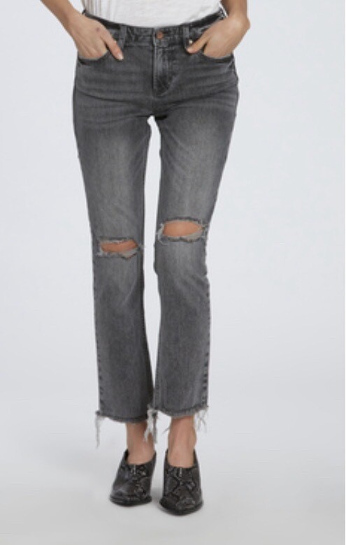 Jeans-Dear John Blaire brushed Black Denim High Rise, Destruction, Raw Cut Hem