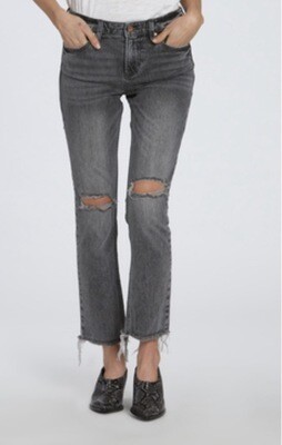 Jeans-Dear John Blaire brushed Black Denim High Rise, Destruction, Raw Cut Hem