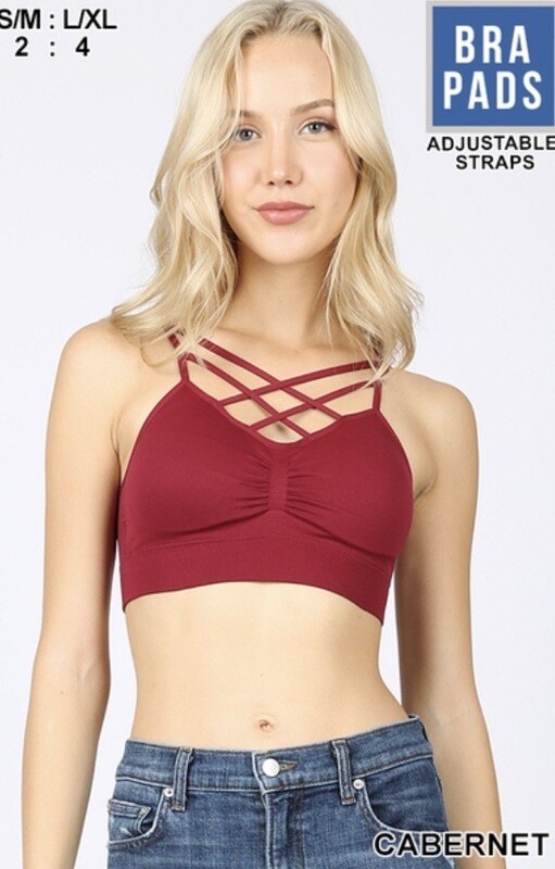 Bralette-padded Bra With Criss Cross Front In Many Colors