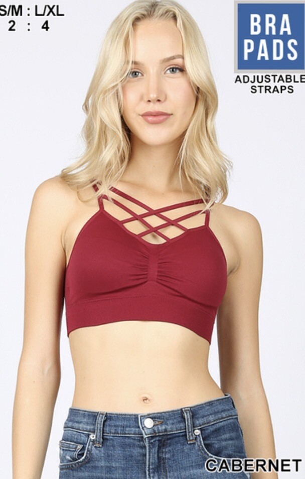 Bralette-padded Bra With Criss Cross Front In Many Colors
