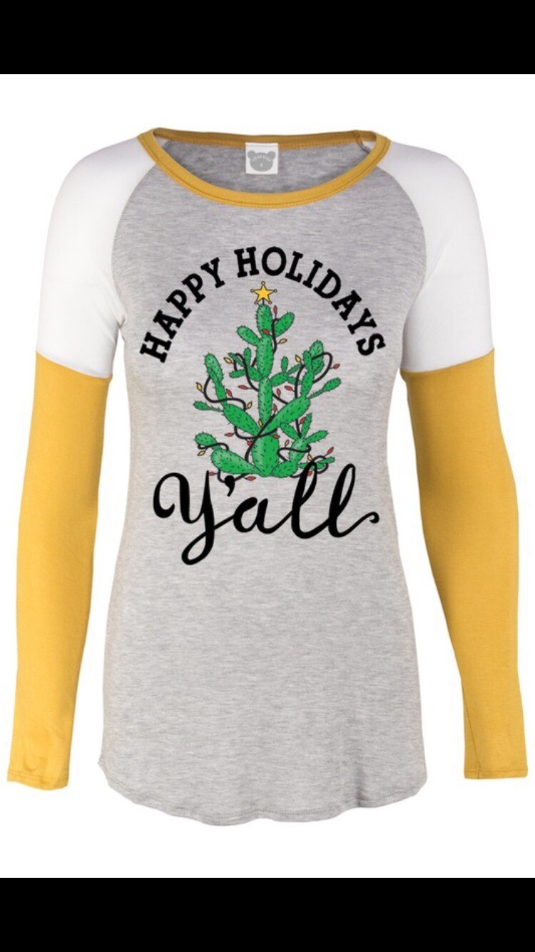 Tee’s-Christmas With Cactus And happy Holiday Y’all