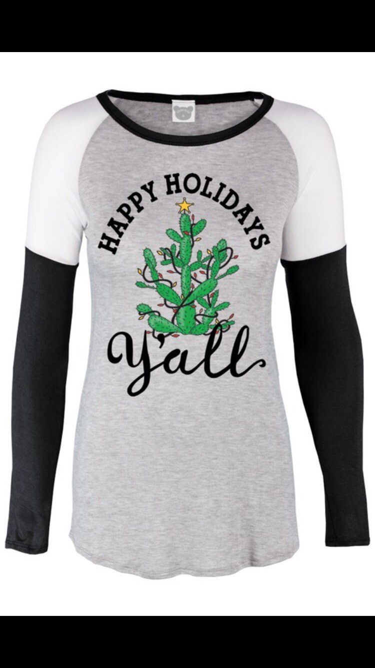 Tee’s-Christmas With Cactus And happy Holiday Y’all