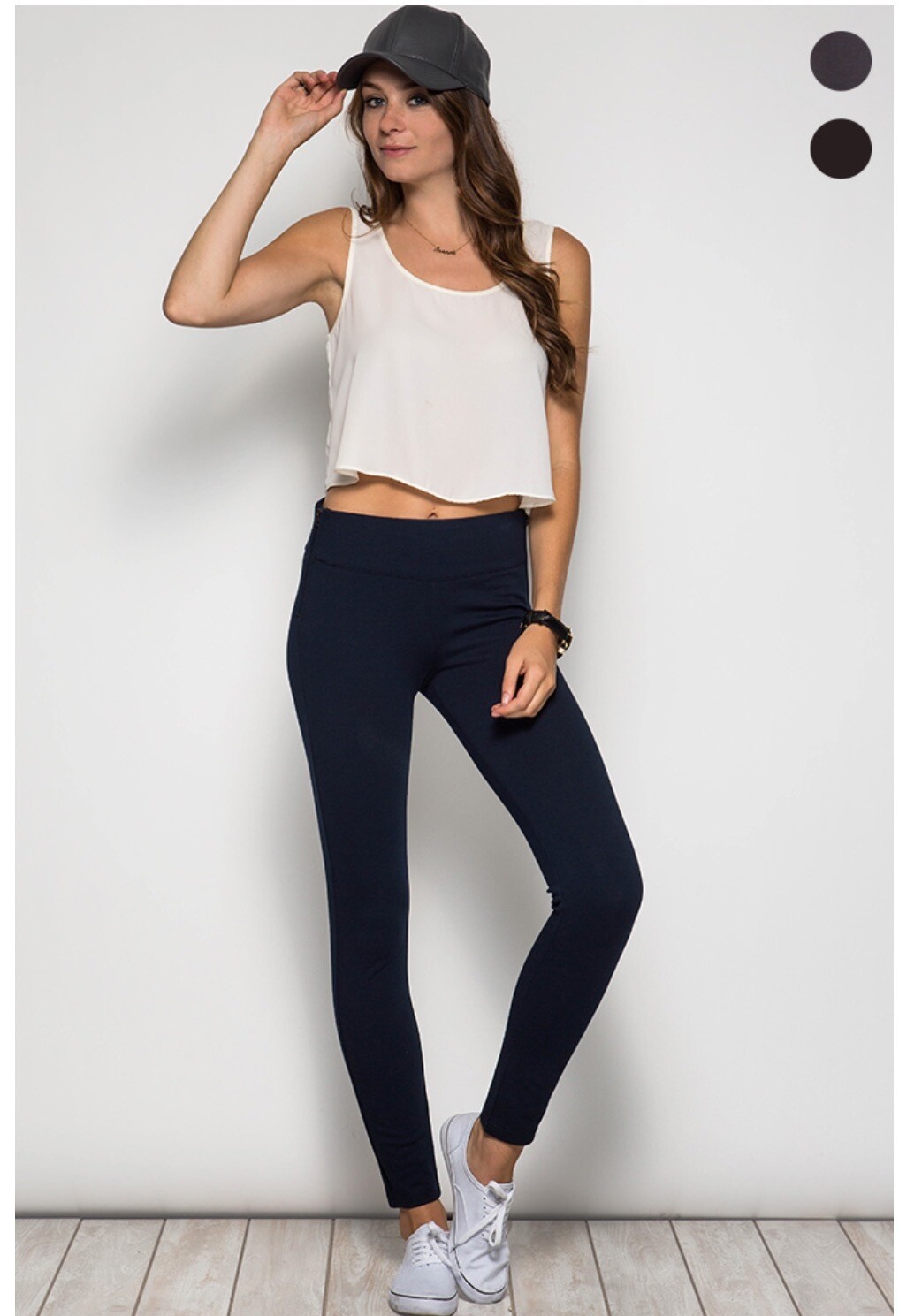 Pants-Skinny Pants With Zipper Side In Navy And Gray