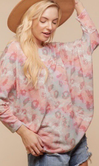 Shirt-Pastel Leopard Print In Sizes Small Through 3XL