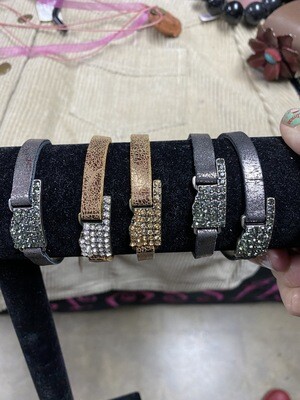 Bracelets-leather Blingy Oklahoma Bracelets In Multiple Colors