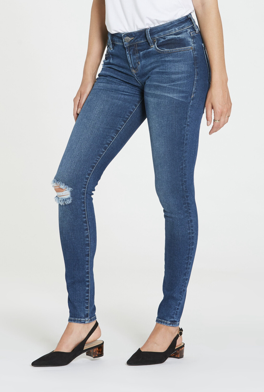 Jeans-Dear John Joyrich Skinny Mid-rise Comfort Destruction On Knee.  Full Length