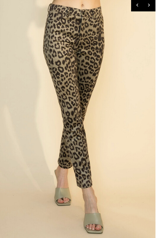 Pants-LEOPARD PRINT SKINNY PANTS
