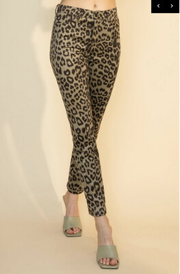 Pants-LEOPARD PRINT SKINNY PANTS
