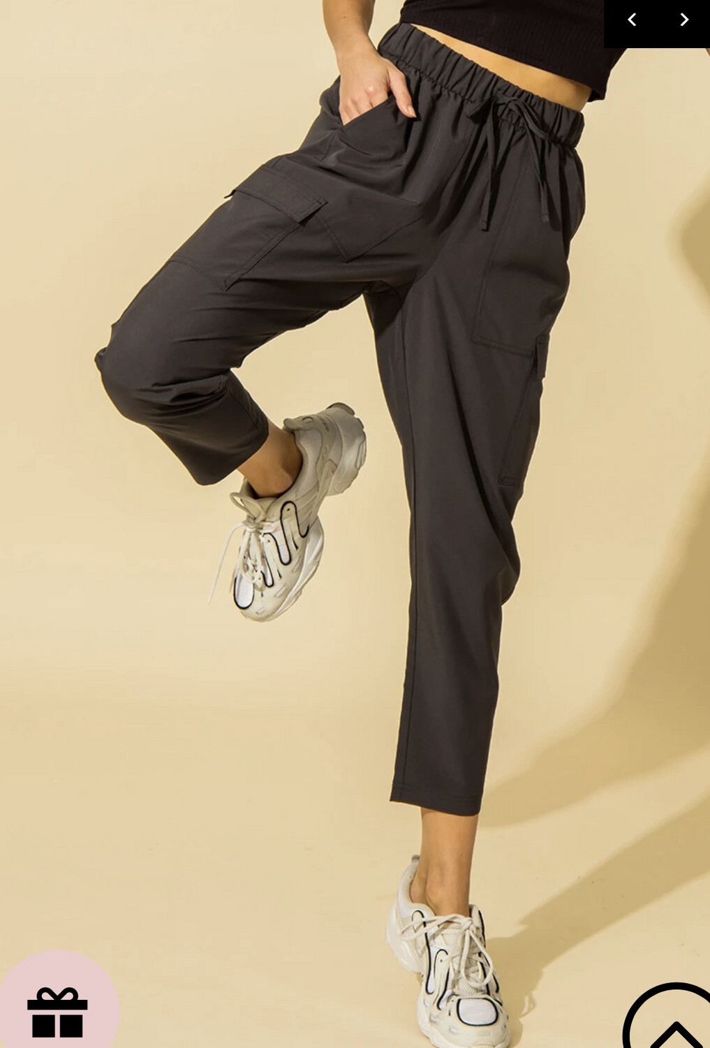 Pants-BLACK HIGH WAIST BAGGY CARGO PANTS
 -4 WAY STRETCH
-LIGHTWEIGHT
-COMFORTABLE FIT
-86% POLYESTER / 14% SPANDEX
