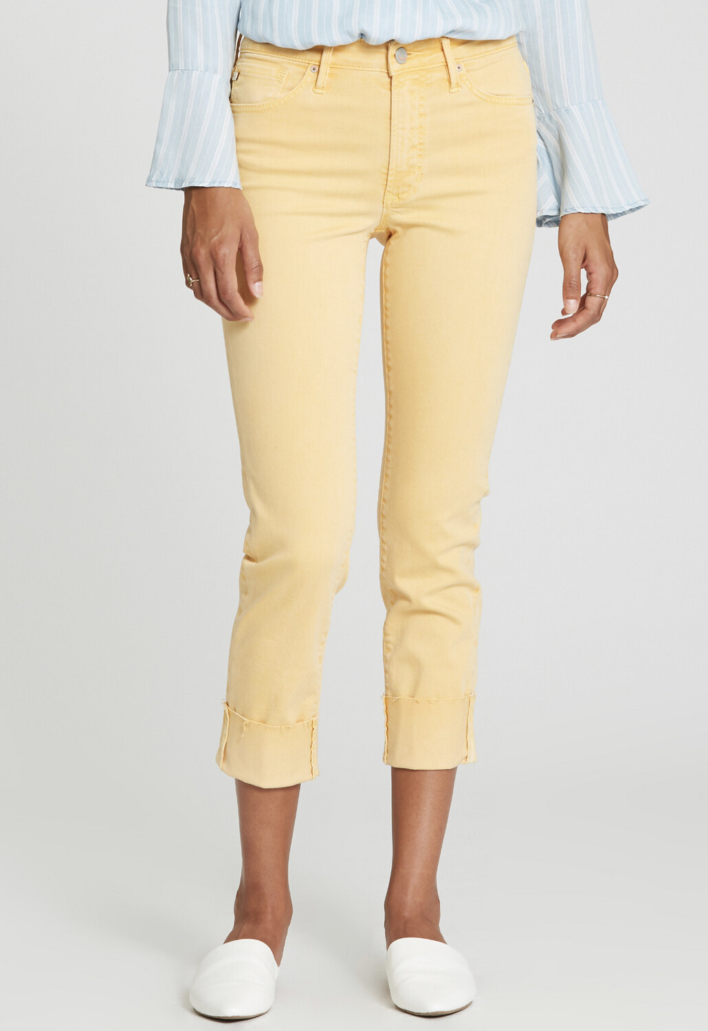 Jeans-Dear John-Blair High Rise Cuffed Colored Jeans-Yellow, Tan, Denim, White And Tangerine 