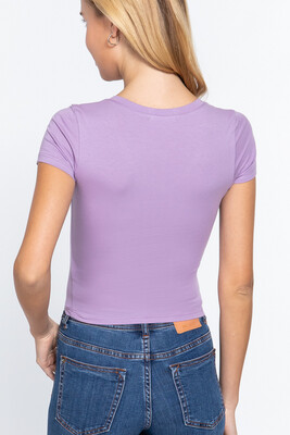Crop Top- In Black And White, Yellow, Lavender, Pink, Red, Navy, Mint, Heather Gray, Taupe 95% Cotton 5% Spandex